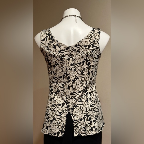 Stoneware Design Black & Cream paisley Tank Top Build in Bra In Good Cond Sz M - Picture 4 of 10